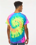 Colortone 1000 Unisex Multi-Color Tie-Dyed T-Shirt - Neon Rainbow - model back