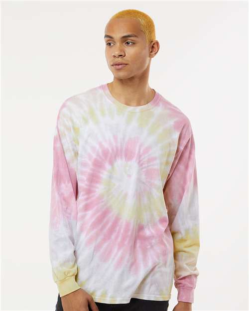 Colortone 2000 Unisex Tie-Dyed Long Sleeve T-Shirt - Desert Rose - model front