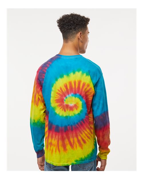 Colortone 2000 Unisex Tie-Dyed Long Sleeve T-Shirt - Reactive Rainbow - model back