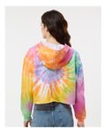 Colortone 8333 Women's Tie-Dyed Crop Hooded Sweatshirt - Eternity - model back