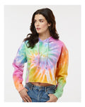 Colortone 8333 Women's Tie-Dyed Crop Hooded Sweatshirt - Eternity - model front