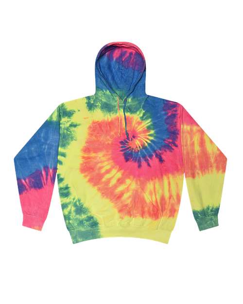 Colortone 8777 Unisex Tie-Dyed Hooded Sweatshirt - Neon Rainbow - front