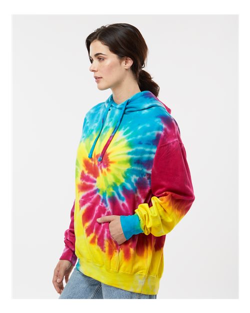 Colortone 8777 Unisex Tie-Dyed Hooded Sweatshirt - Reactive Rainbow - model side
