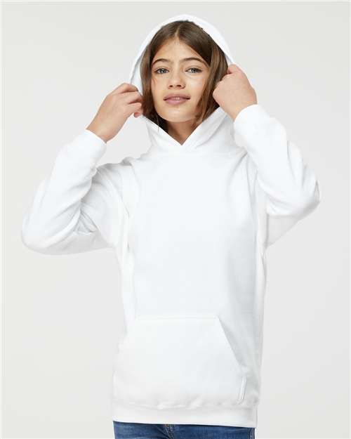 Tultex 320Y Youth Hooded Sweatshirt - White - model front