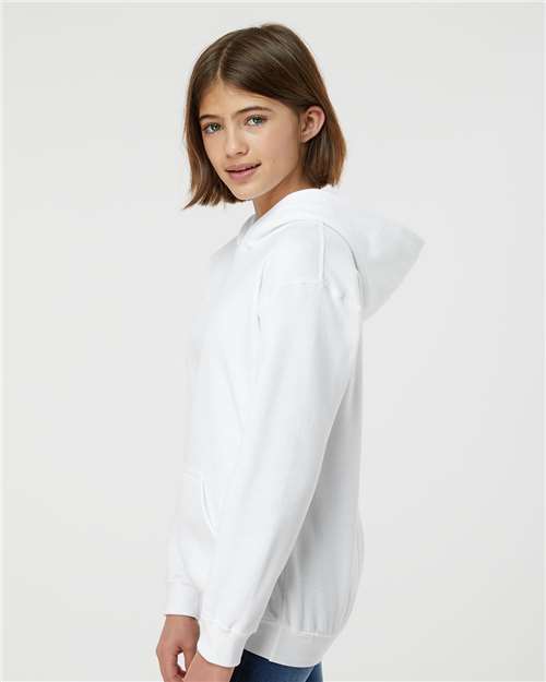 Tultex 320Y Youth Hooded Sweatshirt - White - model side