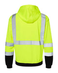 Kishigo JS154 Unisex Hi-Vis Hooded Sweatshirt - Lime - back