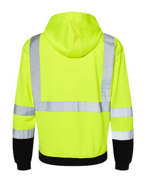 Kishigo JS154 Unisex Hi-Vis Hooded Sweatshirt - Lime - back