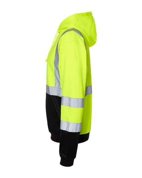 Kishigo JS154 Unisex Hi-Vis Hooded Sweatshirt - Lime - side