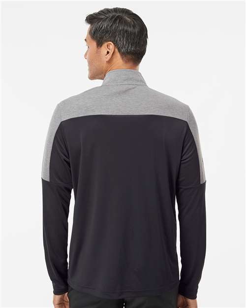 Adidas A552 Men's Ultimate365 Lightweight Colorblocked Quarter-Zip Pullover - Black/ Grey Three Melange - model back