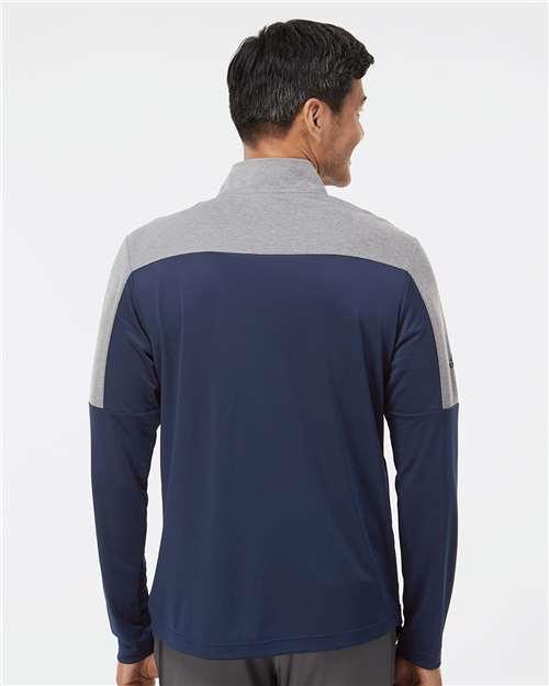 Adidas A552 Men's Ultimate365 Lightweight Colorblocked Quarter-Zip Pullover - Collegiate Navy/ Grey Three Melange - model back