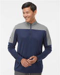 Adidas A552 Men's Ultimate365 Lightweight Colorblocked Quarter-Zip Pullover - Collegiate Navy/ Grey Three Melange - model front