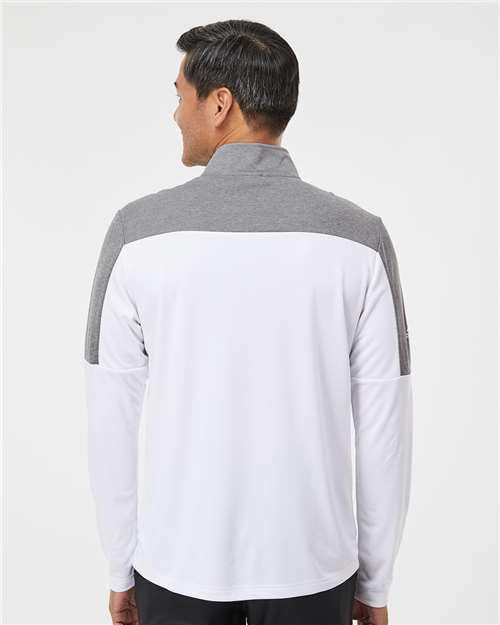 Adidas A552 Men's Ultimate365 Lightweight Colorblocked Quarter-Zip Pullover - White/ Grey Three Melange - model back