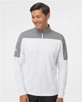 Adidas A552 Men's Ultimate365 Lightweight Colorblocked Quarter-Zip Pullover - White/ Grey Three Melange - model front