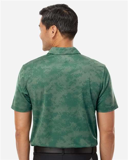 Adidas A550 Men's All Over Camo Print Polo - Green Oxide - model back