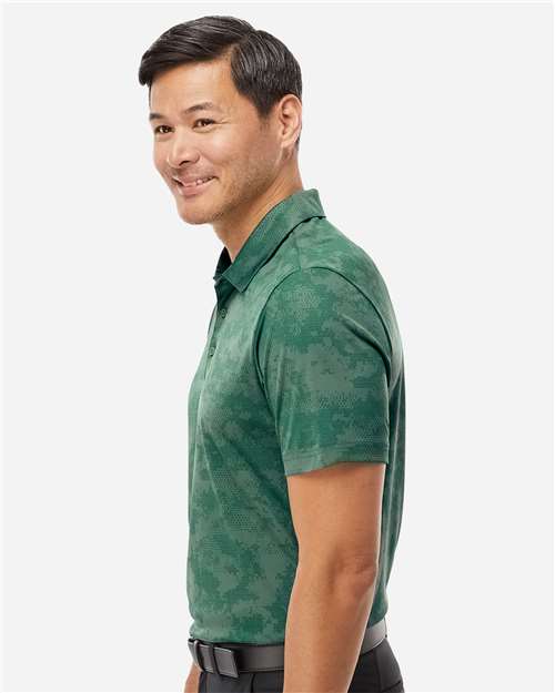 Adidas A550 Men's All Over Camo Print Polo - Green Oxide - model side