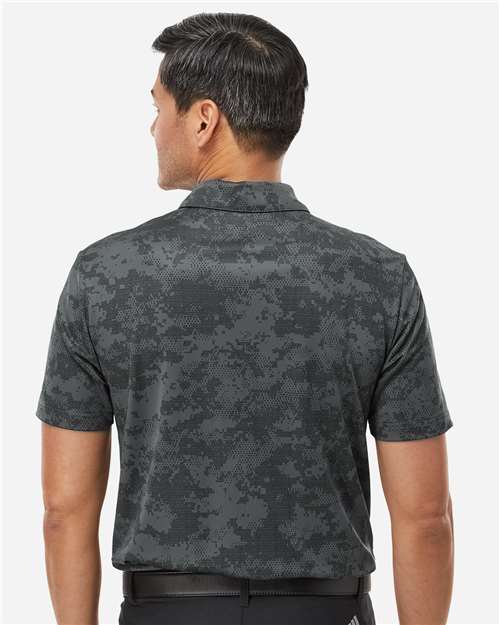 Adidas A550 Men's All Over Camo Print Polo - Grey Six - model back