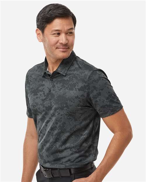 Adidas A550 Men's All Over Camo Print Polo - Grey Six - model side