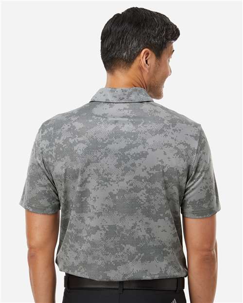 Adidas A550 Men's All Over Camo Print Polo - Grey Three - model back