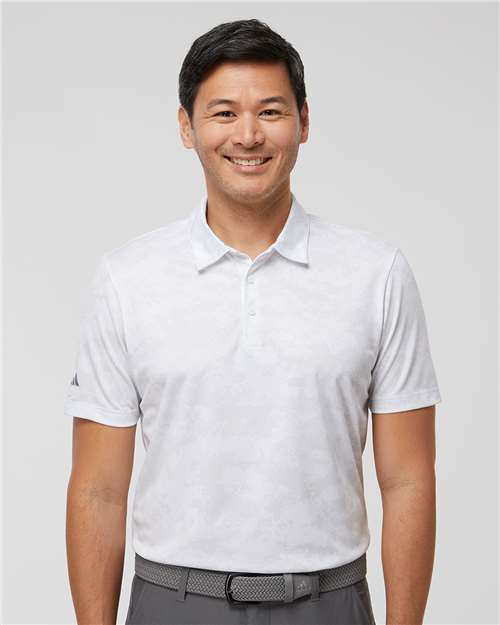 Adidas A550 Men's All Over Camo Print Polo - White - model front