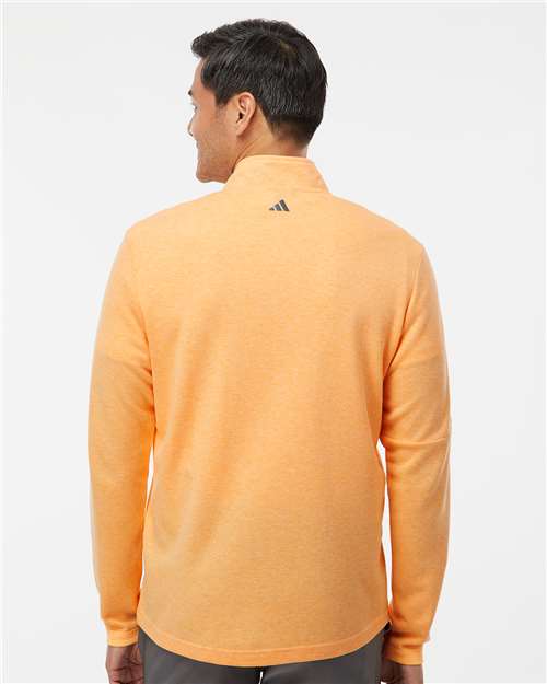 Adidas A554 Men's 3-Stripes Quarter-Zip Sweater Pullover - Acid Orange Melange - model back