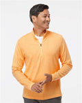 Adidas A554 Men's 3-Stripes Quarter-Zip Sweater Pullover - Acid Orange Melange - model front
