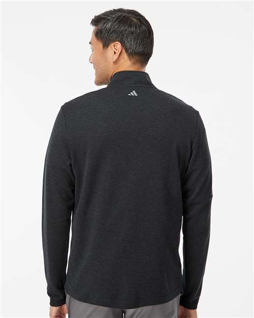 Adidas A554 Men's 3-Stripes Quarter-Zip Sweater Pullover - Black Melange - model back