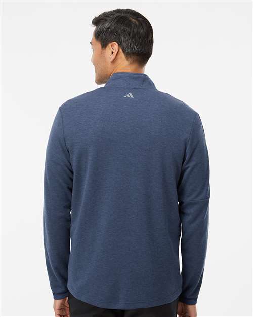 Adidas A554 Men's 3-Stripes Quarter-Zip Sweater Pullover - Collegiate Navy Melange - model back