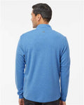 Adidas A554 Men's 3-Stripes Quarter-Zip Sweater Pullover - Focus Blue Melange - model back