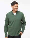 Adidas A554 Men's 3-Stripes Quarter-Zip Sweater Pullover - Green Oxide Melange - model front