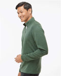 Adidas A554 Men's 3-Stripes Quarter-Zip Sweater Pullover - Green Oxide Melange - model side