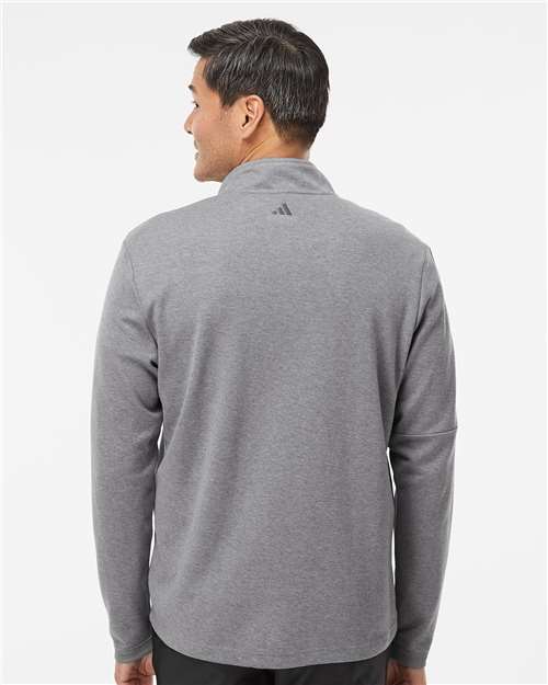 Adidas A554 Men's 3-Stripes Quarter-Zip Sweater Pullover - Grey Three Melange - model back