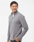 Adidas A554 Men's 3-Stripes Quarter-Zip Sweater Pullover - Grey Three Melange - model side