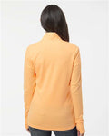 Adidas A555 Women's 3-Stripes Quarter-Zip Sweater Pullover - Acid Orange Melange - model back