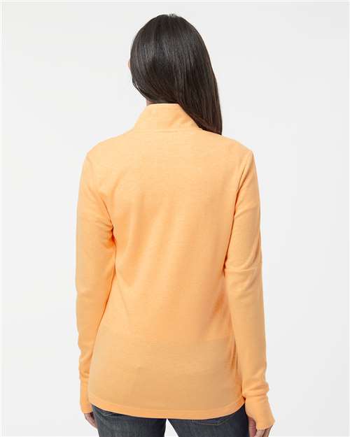 Adidas A555 Women's 3-Stripes Quarter-Zip Sweater Pullover - Acid Orange Melange - model back
