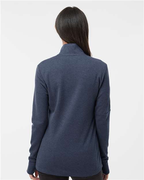 Adidas A555 Women's 3-Stripes Quarter-Zip Sweater Pullover - Collegiate Navy Melange - model back
