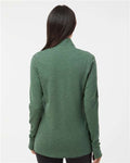 Adidas A555 Women's 3-Stripes Quarter-Zip Sweater Pullover - Green Oxide Melange - model back