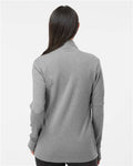 Adidas A555 Women's 3-Stripes Quarter-Zip Sweater Pullover - Grey Three Melange - model back