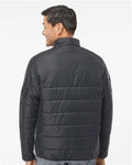 Adidas A570 Men's 3-Stripes Puffer Full-Zip Jacket - Black - model back