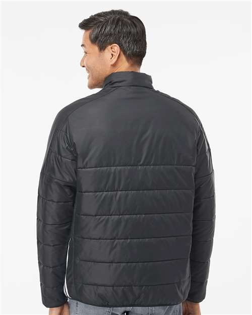Adidas A570 Men's 3-Stripes Puffer Full-Zip Jacket - Black - model back