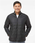 Adidas A570 Men's 3-Stripes Puffer Full-Zip Jacket - Black - model front