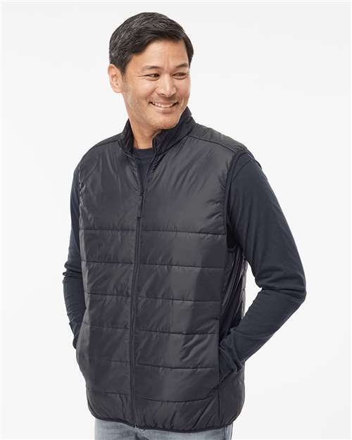 Adidas A572 Men's Puffer Full-Zip Vest - Black - model side