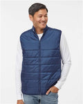 Adidas A572 Men's Puffer Full-Zip Vest - Team Navy Blue - model front