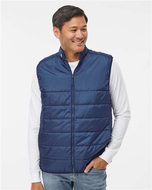 Adidas A572 Men's Puffer Full-Zip Vest - Team Navy Blue - model front