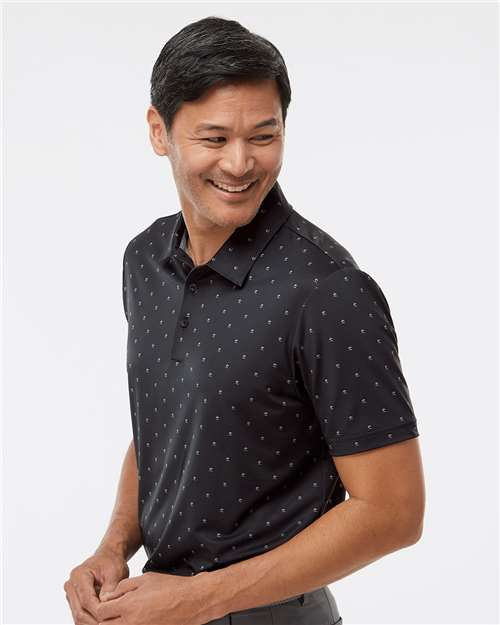 Adidas A574 Men's Ultimate365 Pine Tree Polo - Black/ Grey Three - model side