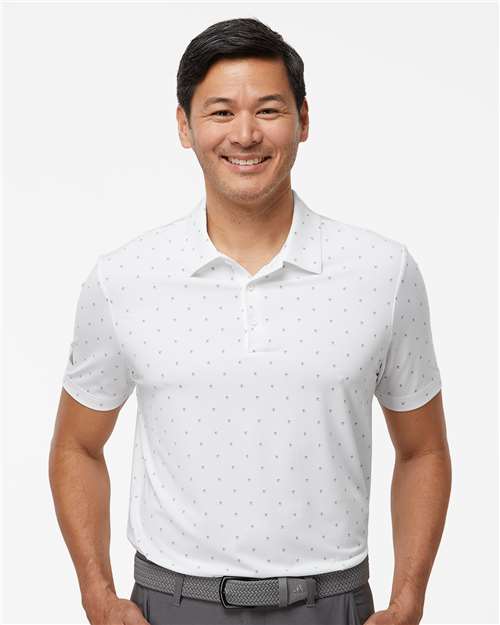 Adidas A574 Men's Ultimate365 Pine Tree Polo - White/ Grey Three - model front