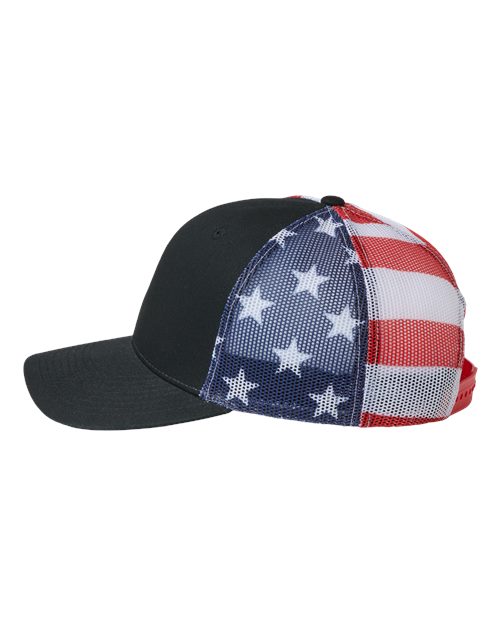 Kati S700M Printed Mesh Trucker Cap - Black/ USA Flag - side