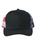 Kati S700M Printed Mesh Trucker Cap - Black/ USA Flag - front