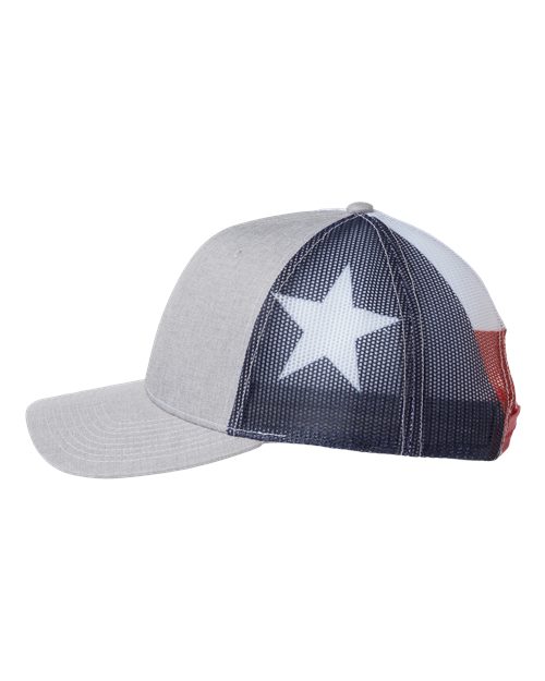 Kati S700M Printed Mesh Trucker Cap - Heather Grey/ Texas Flag - side