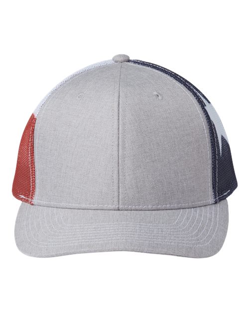 Kati S700M Printed Mesh Trucker Cap - Heather Grey/ Texas Flag - front