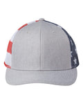 Kati S700M Printed Mesh Trucker Cap - Heather Grey/ USA Flag - front